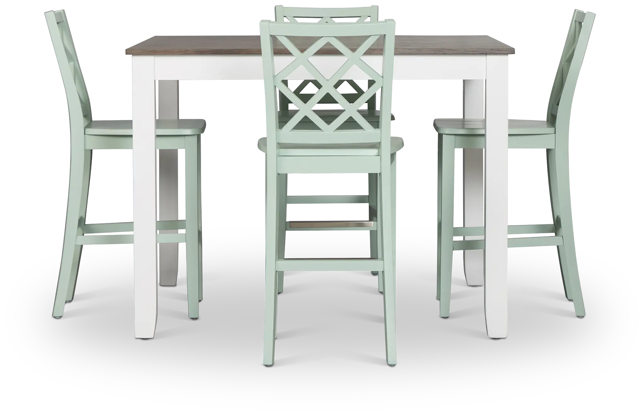 Edgartown Two-tone Square High Table & 4 Light Blue Wood Barstools Edgartown Two-tone Square High Table & 4 Light Blue Wood Barstools