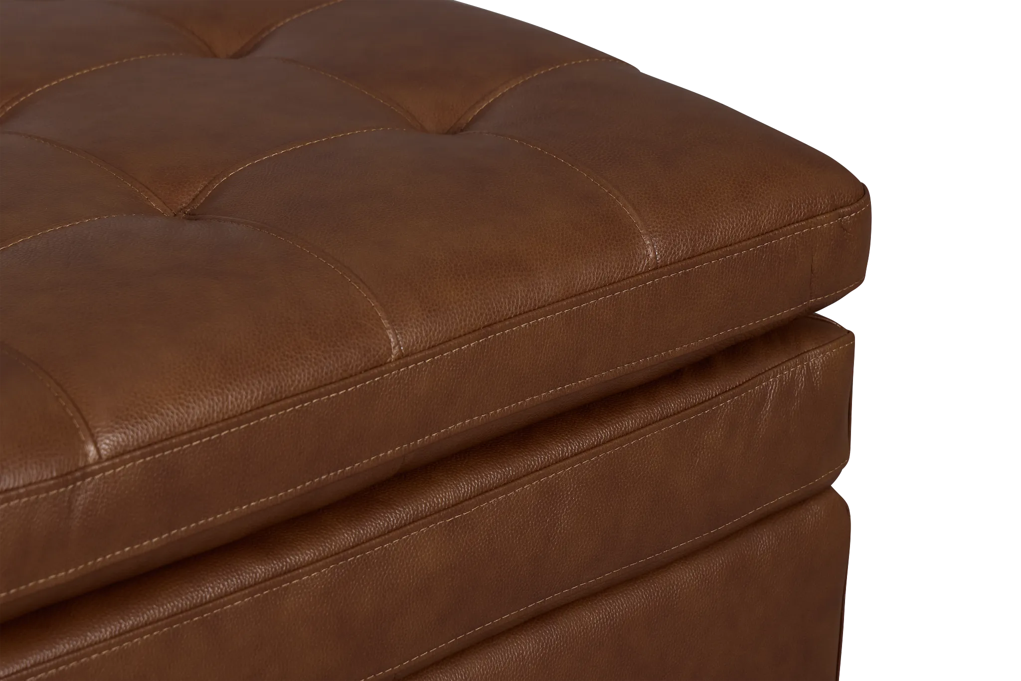 Braden Medium Brown Leather Storage Ottoman