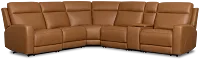 Flexsteel Belmont Medium Brown Lthr/vinyl Medium Triple Power 2-arm Sectional
