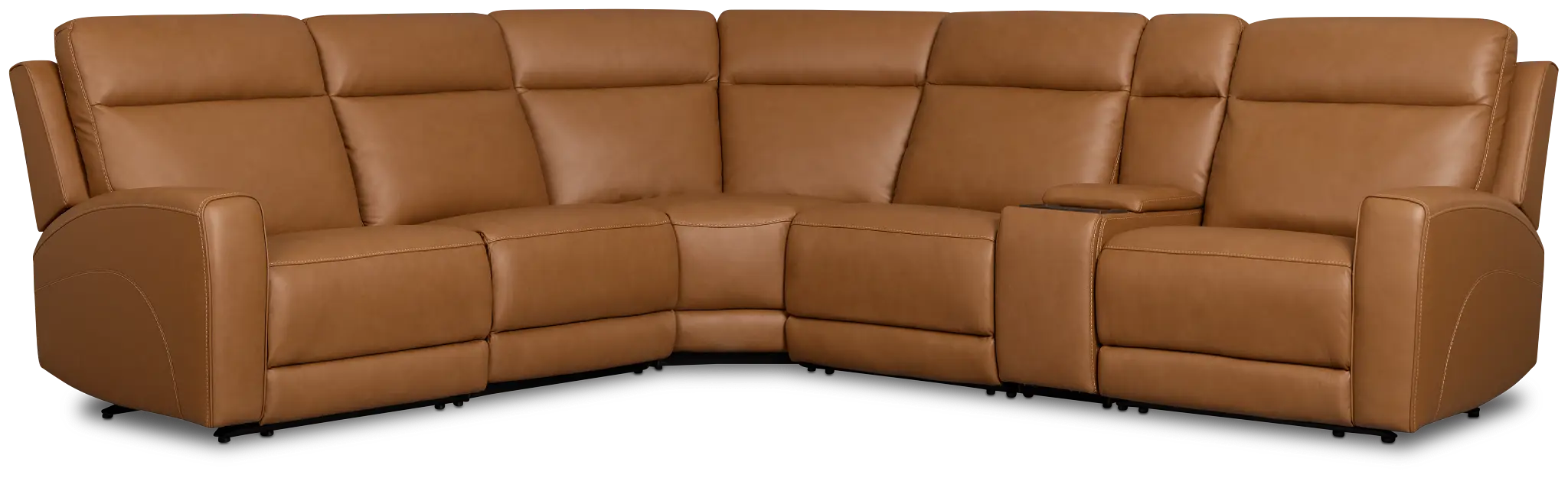 Flexsteel Belmont Medium Brown Lthr/vinyl Medium Triple Power 2-arm Sectional Flexsteel Belmont Medium Brown Lthr/vinyl Medium Triple Power 2-arm Sectional