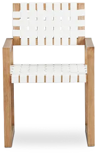 Haven White Woven Leather Arm Chair