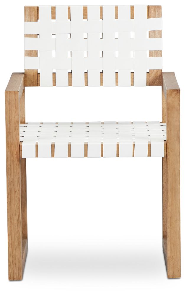 Haven White Woven Leather Arm Chair