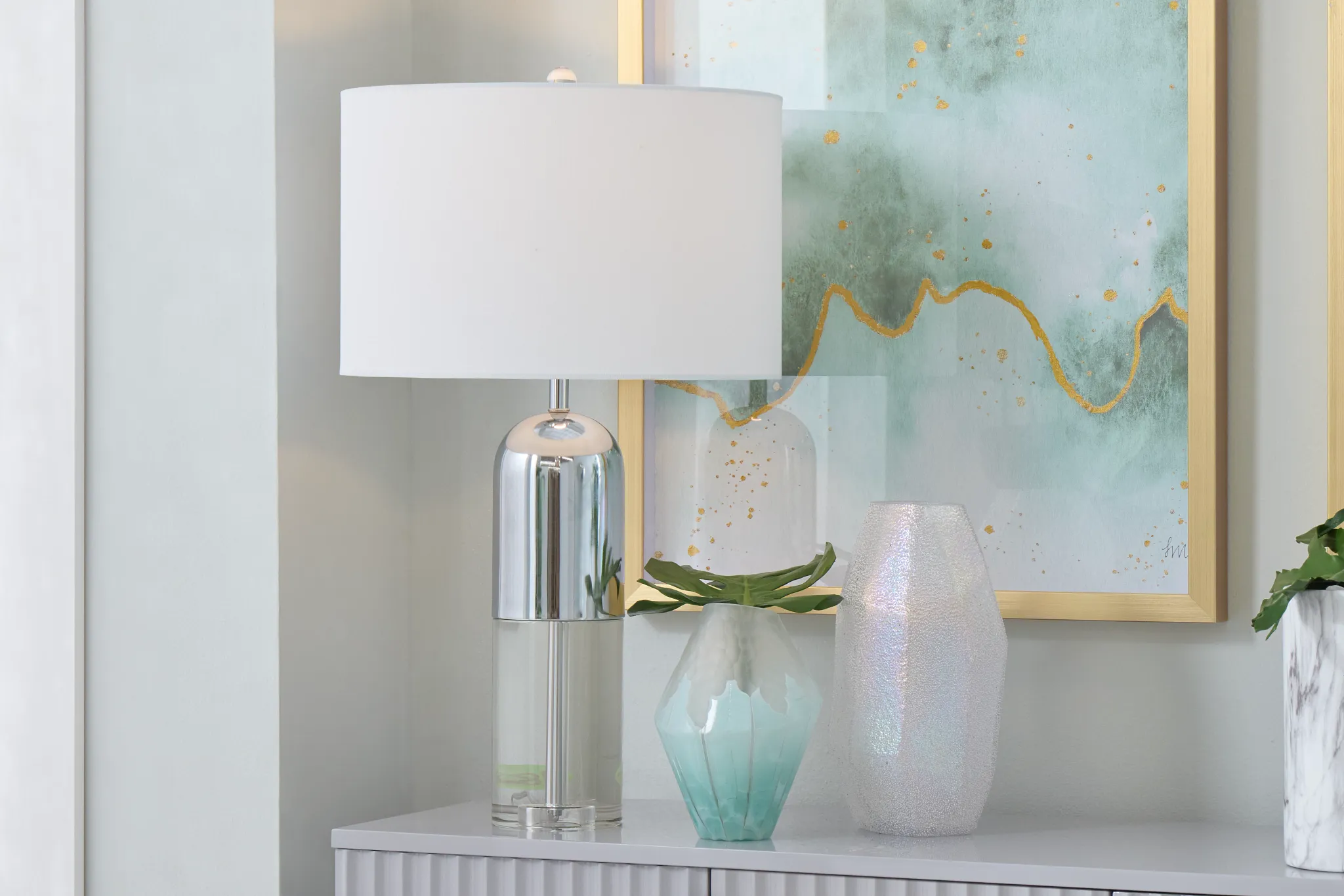 Danyon Silver Crystal Table Lamp