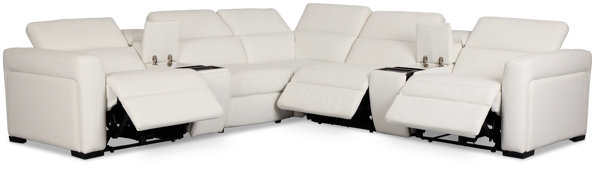 Melody White Micro Large Triple Power Reclining Two-arm Sectional