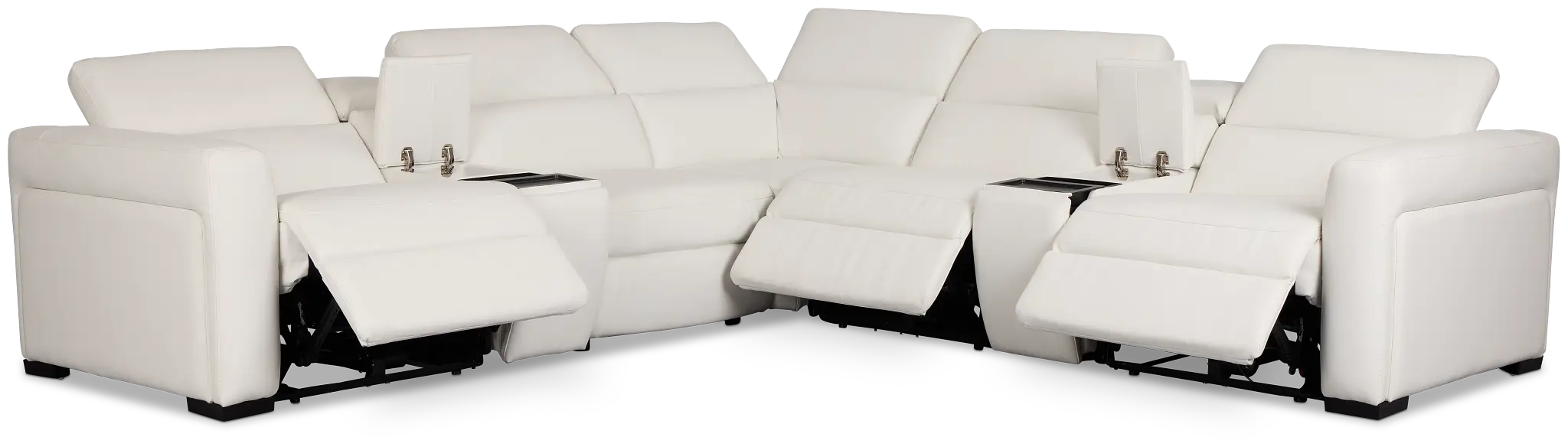 Melody White Micro Large Triple Power Reclining Two-arm Sectional Melody White Micro Large Triple Power Reclining Two-arm Sectional