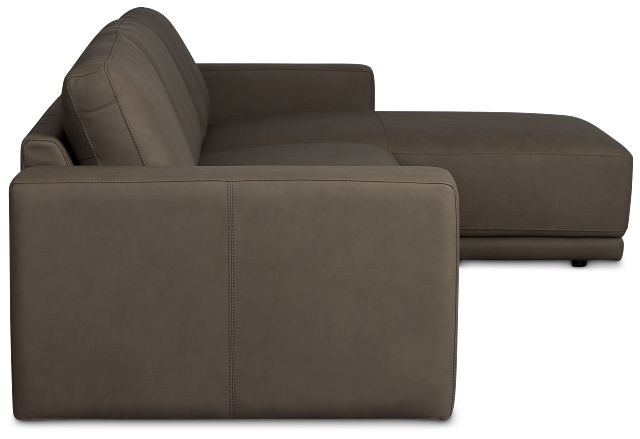 Kellan Dark Gray Leather Right Chaise Sectional