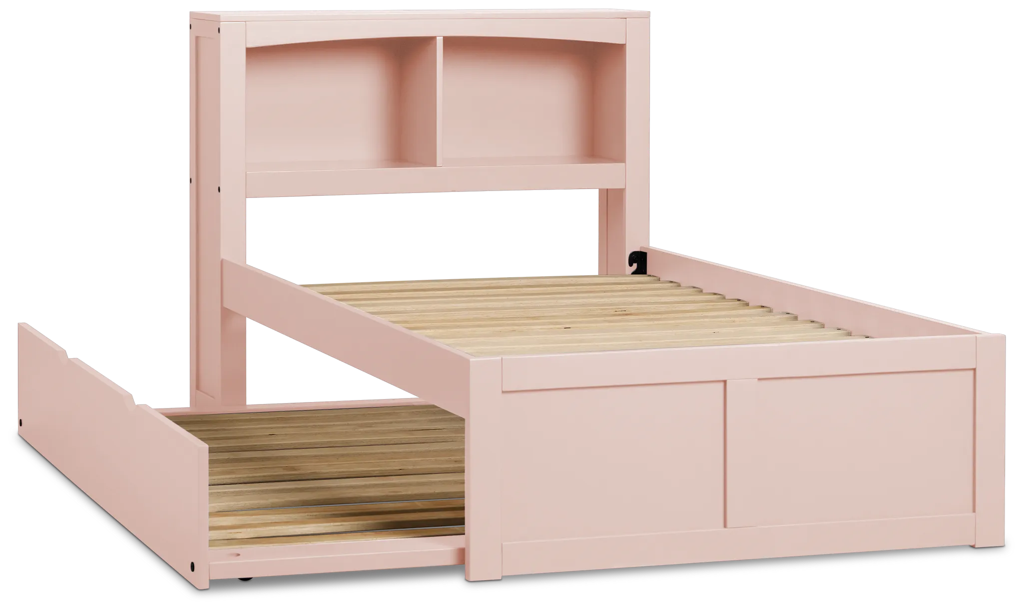 Charleston Pink Bookcase Trundle Bed