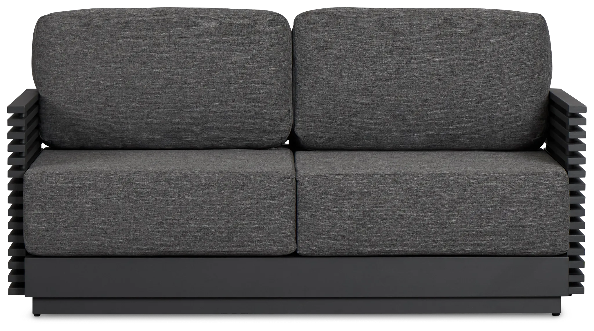 Monterey Black Aluminum Loveseat With Gray Cushions