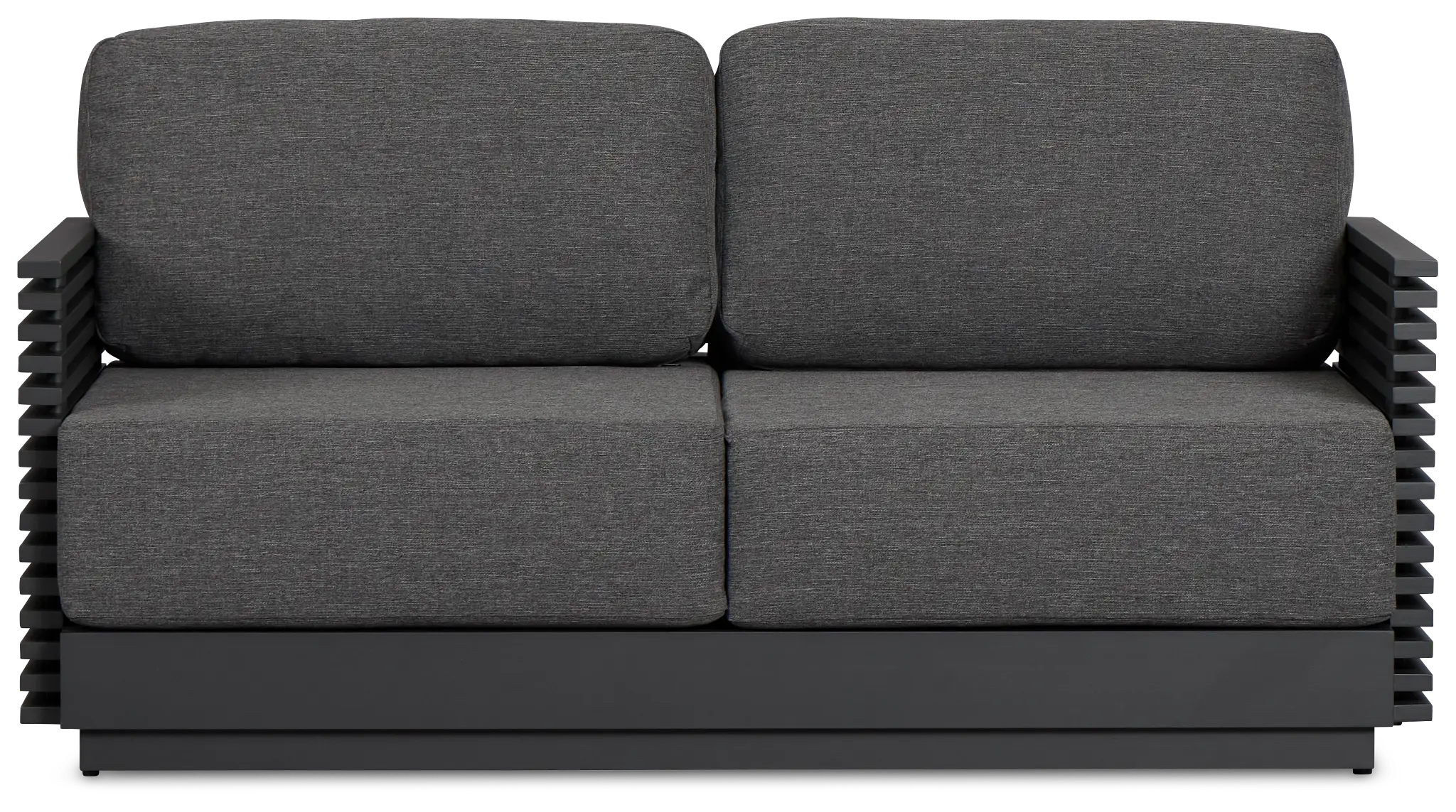 Monterey Black Aluminum Loveseat With Gray Cushions Monterey Black Aluminum Loveseat With Gray Cushions