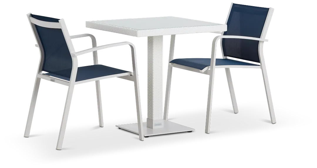 Lisbon Navy 27" Square Table & 2 Chairs