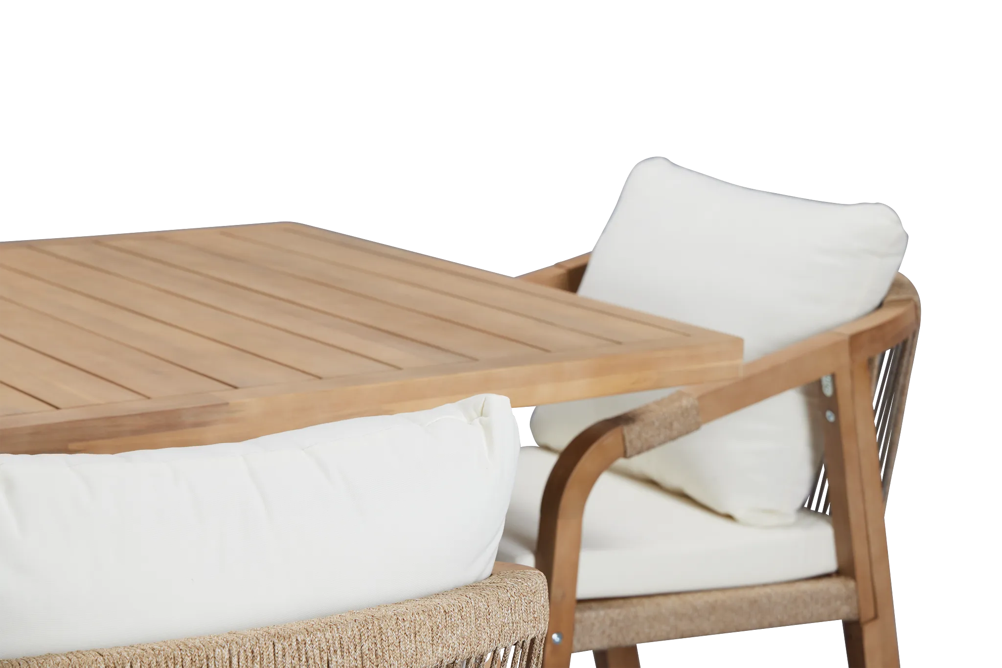 Laguna Light Tone 66" Rectangular Table & 4 White Cushioned Chairs