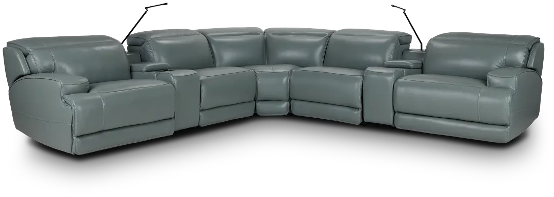 Reign Green Lthr/vinyl Large Dual Power Reclining Two-arm Sectional Reign Green Lthr/vinyl Large Dual Power Reclining Two-arm Sectional