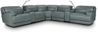 Reign Green Lthr/vinyl Large Dual Power Reclining Two-arm Sectional