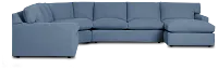 Hudson Blue Fabric Medium Right Chaise Wedge Sectional
