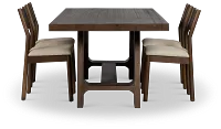 Rochester Dark Tone Rectangular Table & 4 Upholstered Chairs