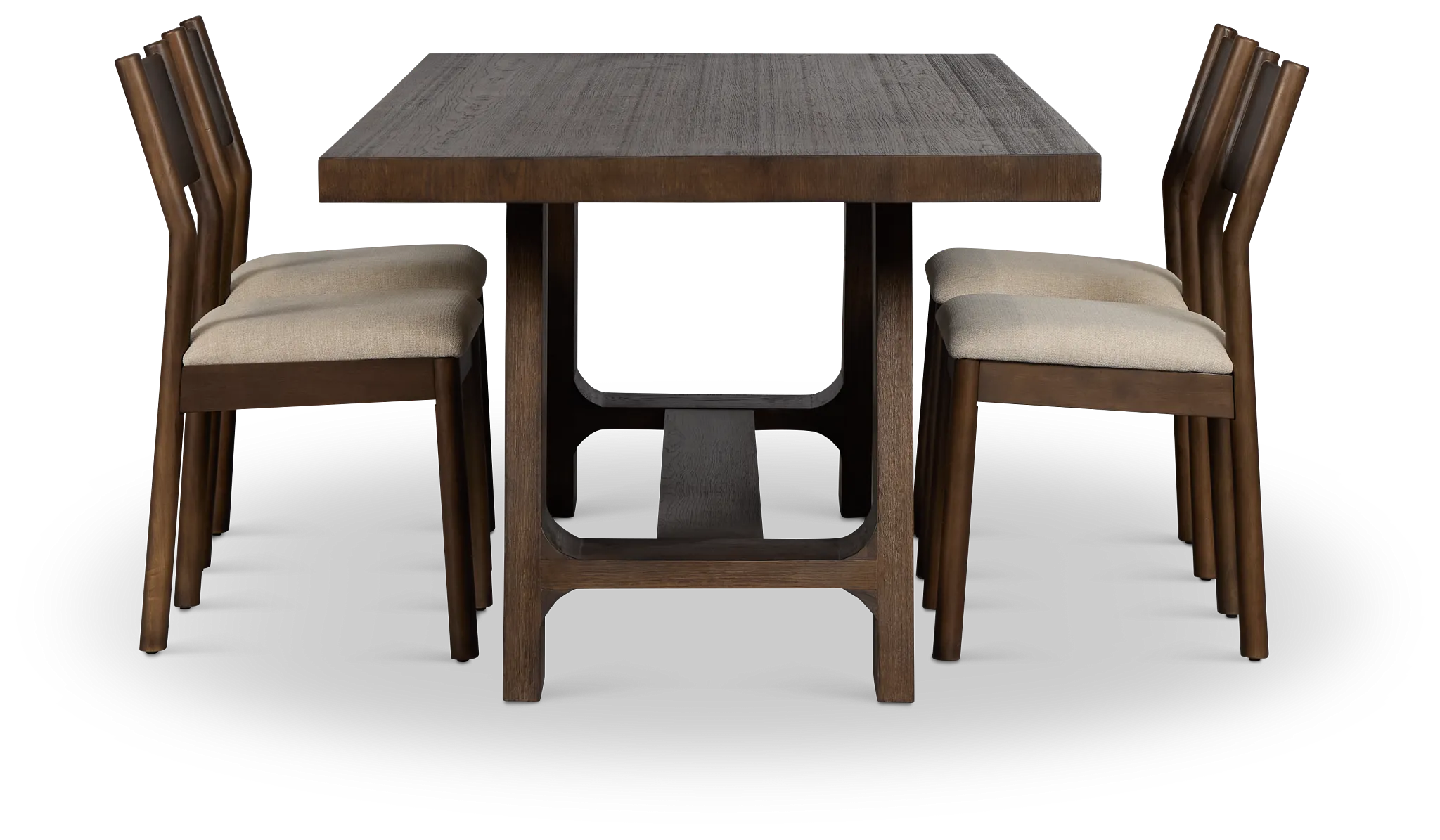 Rochester Dark Tone Rectangular Table & 4 Upholstered Chairs