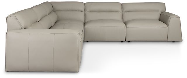 Blanca Gray Leather 5-piece Modular Sectional