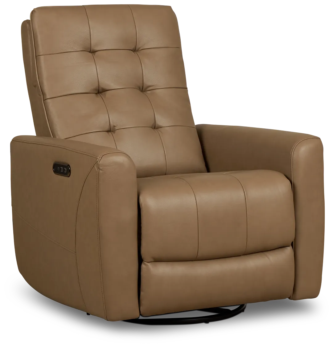 Izzy Brown Lthr/vinyl Power Swivel Glider Recliner