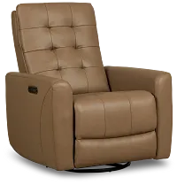 Izzy Brown Lthr/vinyl Power Swivel Glider Recliner