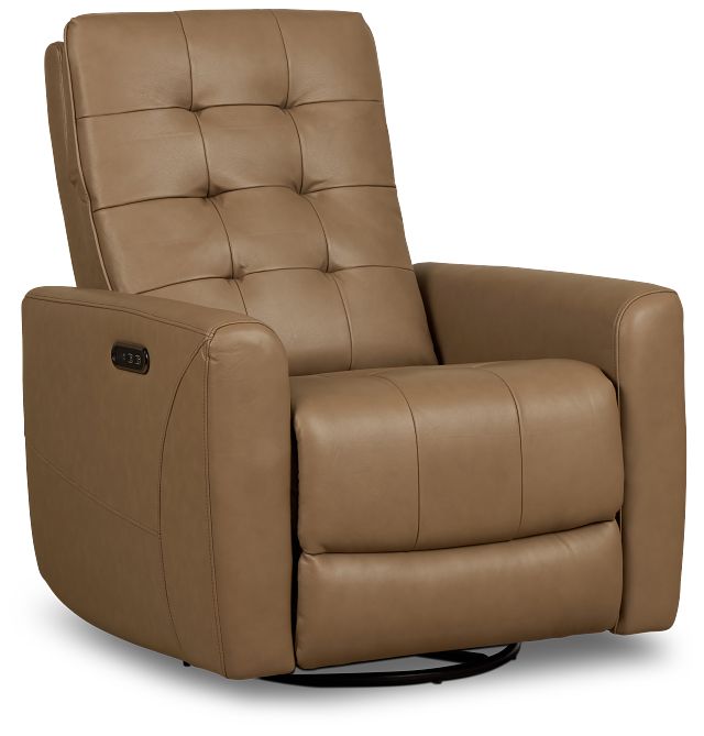 Izzy Brown Lthr/vinyl Power Swivel Glider Recliner