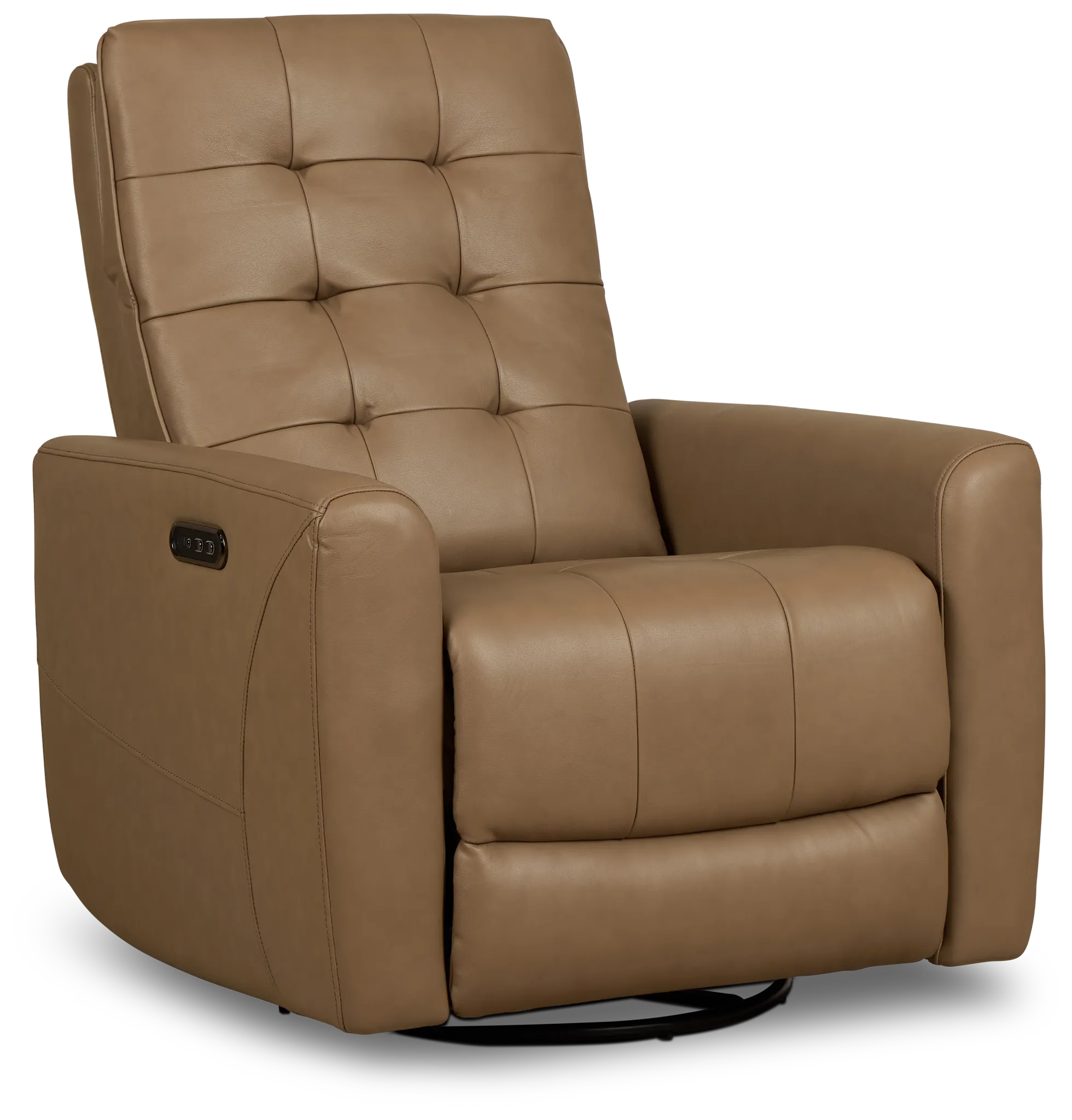 Izzy Brown Lthr/vinyl Power Swivel Glider Recliner