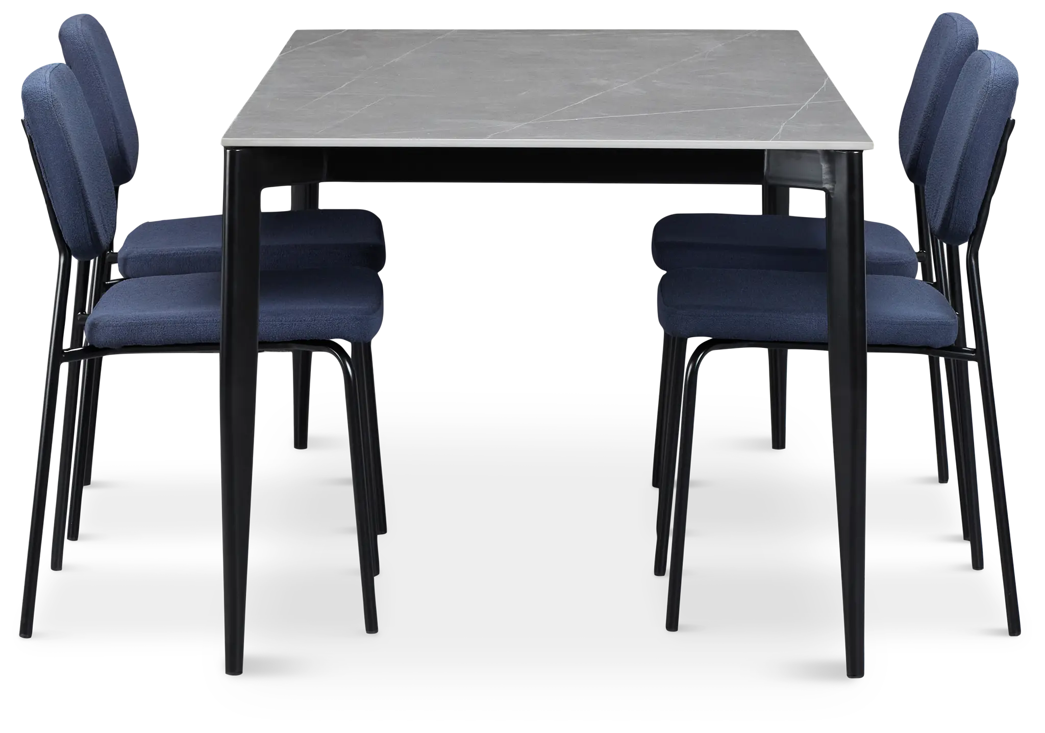 Andover Gray Rect Table & 4 Dark Blue Upholstered Chairs Andover Gray Rect Table & 4 Dark Blue Upholstered Chairs