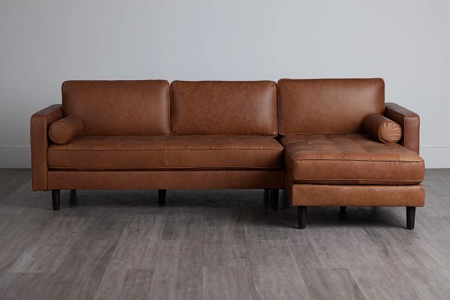 Ezra Brown Leather Right Chaise Sectional (0)