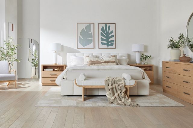 Malibu Light Beige Tufted Complete Bed