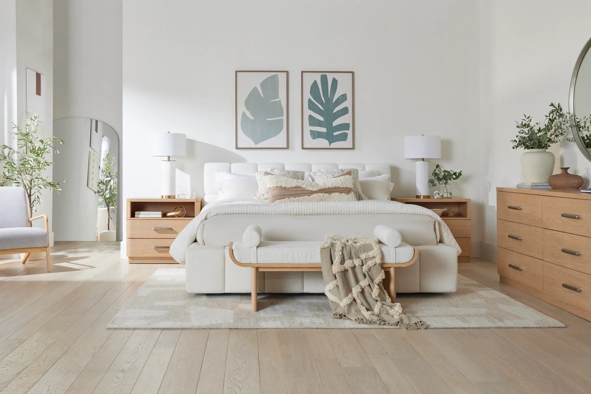 Malibu Light Beige Tufted Platform Bed