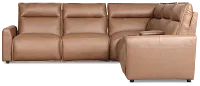 Edison Dark Brown Lthr/vinyl Medium Triple Power 2-arm Sectional