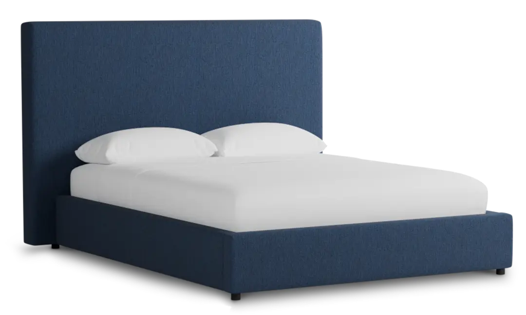 Grayton Revenue Dark Blue 54" Upholstered Platform Bed Grayton Revenue Dark Blue 54" Upholstered Platform Bed