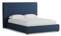 Grayton Revenue Dark Blue 54" Upholstered Platform Bed