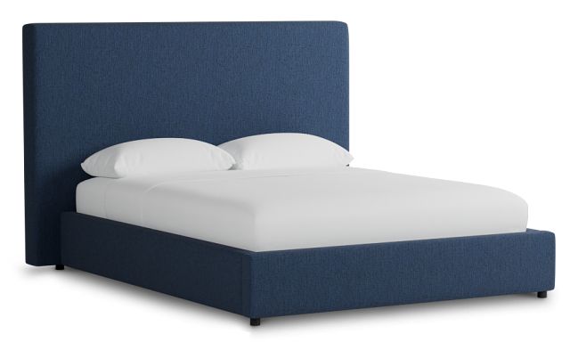 Grayton Revenue Dark Blue 54" Upholstered Platform Bed