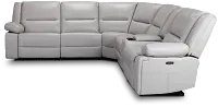 Peyton Light Gray Lthr/vinyl Medium Dual Power 2-arm Reclining Sectional