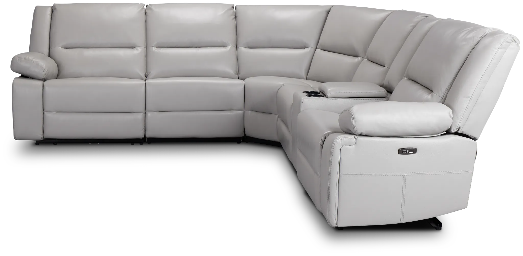 Peyton Light Gray Lthr/vinyl Medium Dual Power 2-arm Reclining Sectional