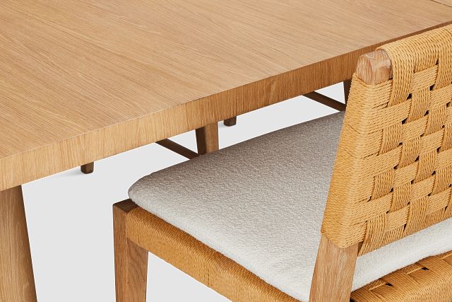 Malibu Light Tone Rect Table & 4 Woven Chairs