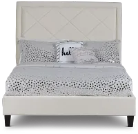 Collin Beige Velvet Platform Bed