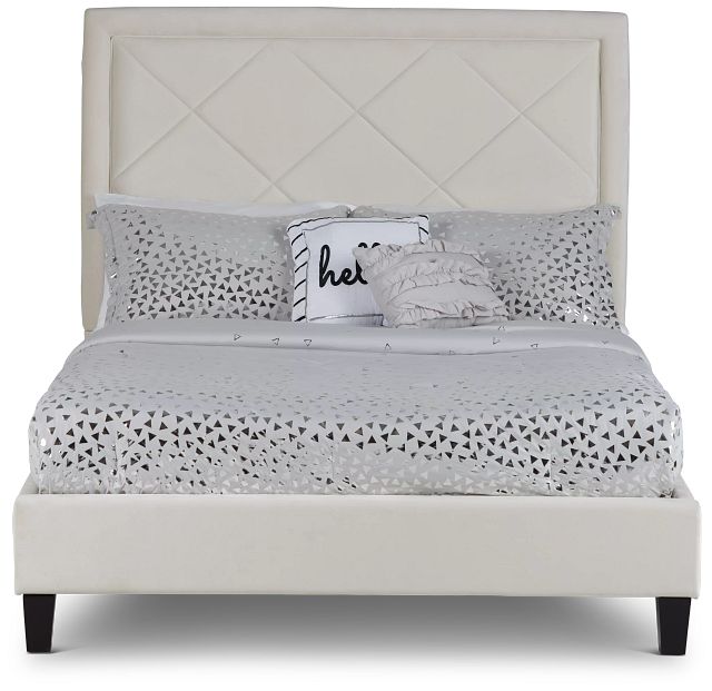 Collin Beige Velvet Platform Bed