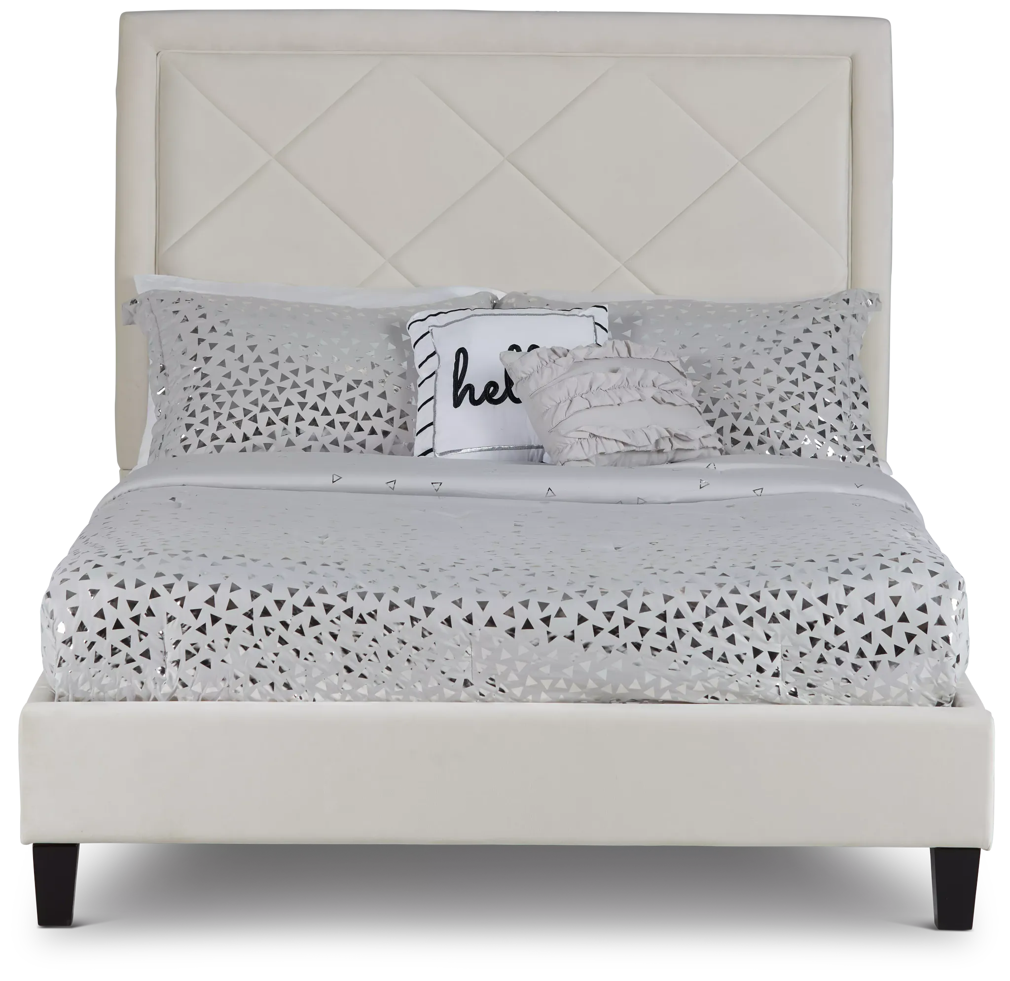 Collin Beige Velvet Platform Bed