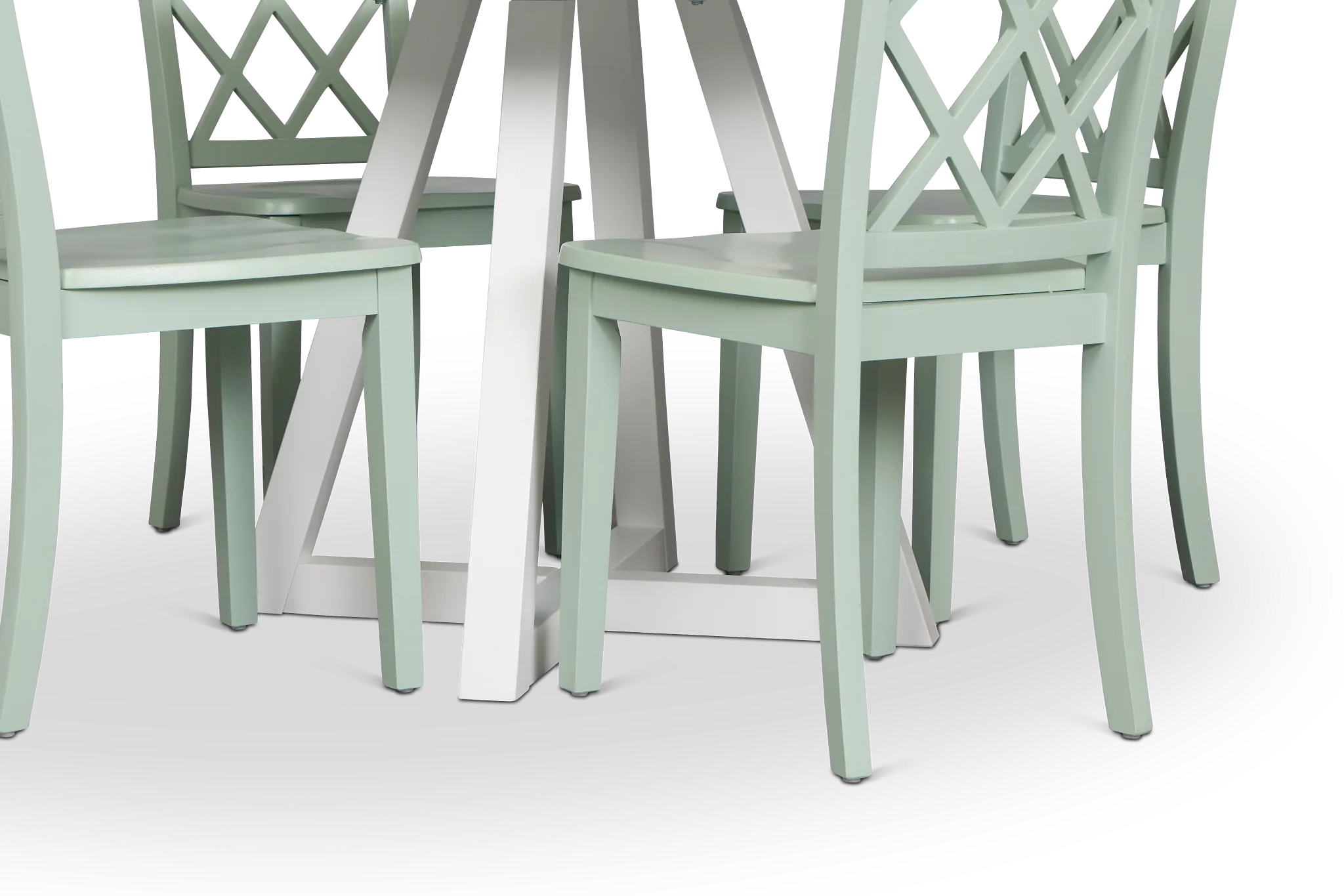 Edgartown Two-tone Round Table & 4 Light Blue Wood Chairs