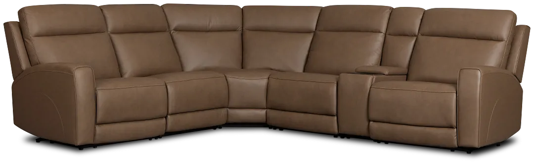 Flexsteel Belmont Dark Brown Lthr/vinyl Medium Triple Power 2-arm Sectional