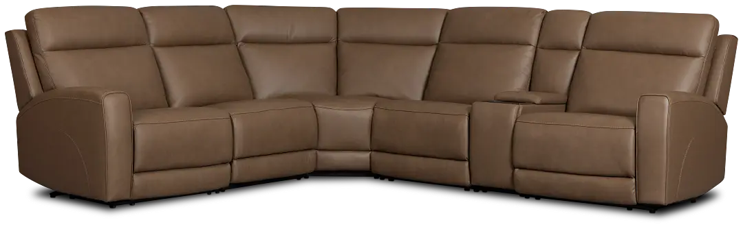 Flexsteel Belmont Dark Brown Lthr/vinyl Medium Triple Power 2-arm Sectional Flexsteel Belmont Dark Brown Lthr/vinyl Medium Triple Power 2-arm Sectional