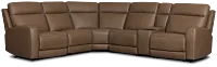 Flexsteel Belmont Dark Brown Lthr/vinyl Medium Triple Power 2-arm Sectional