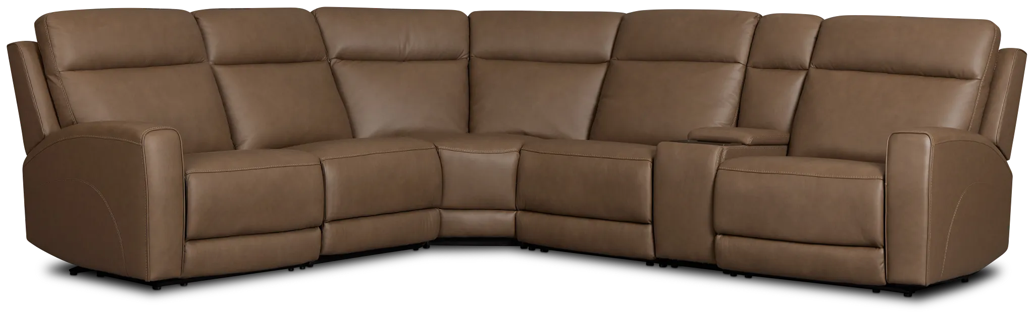 Flexsteel Belmont Dark Brown Lthr/vinyl Medium Triple Power 2-arm Sectional
