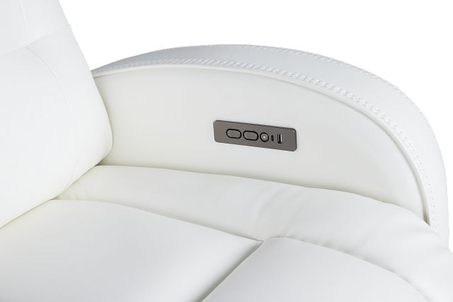 Omega White Micro Power Reclining Console Loveseat