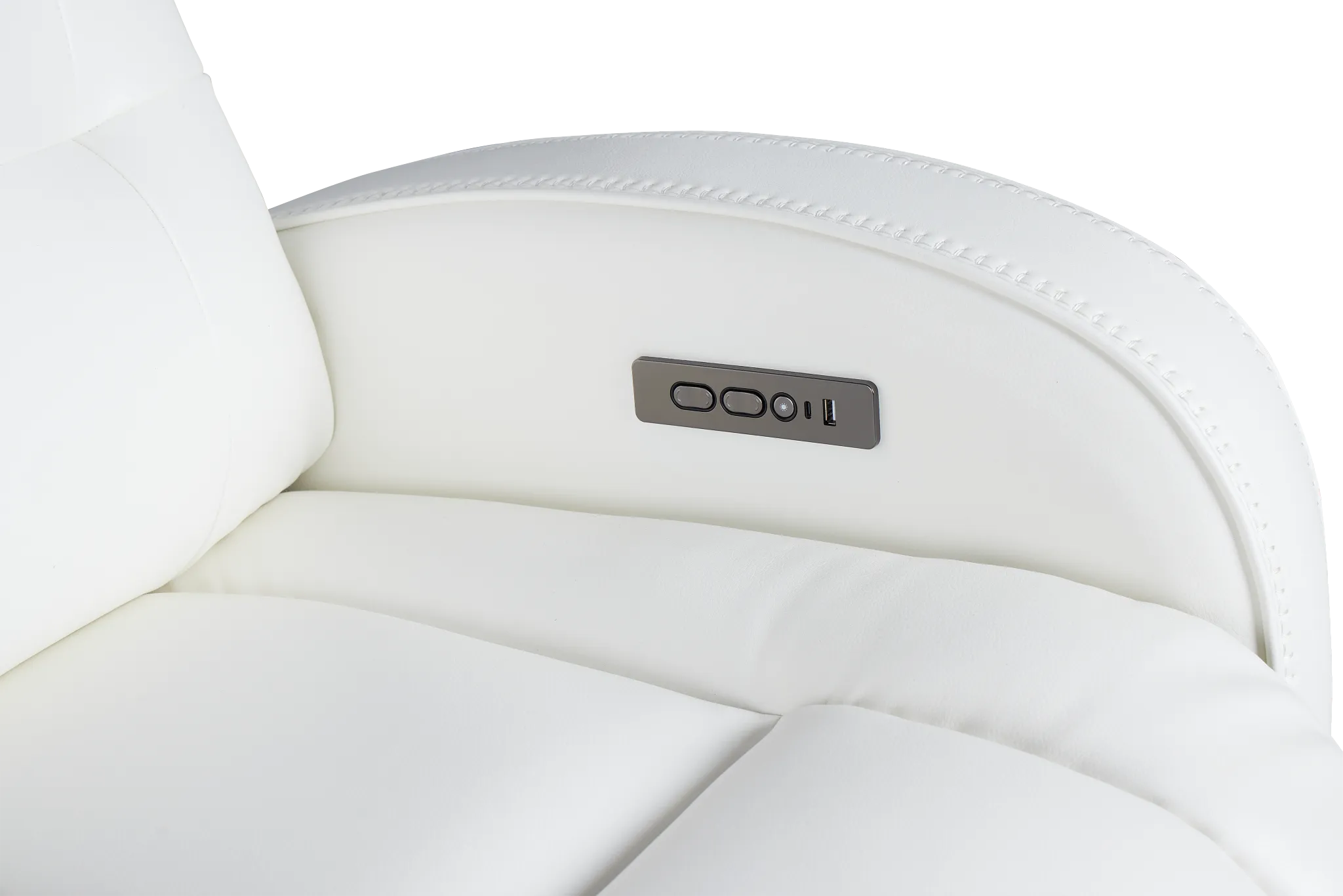 Omega White Micro Power Reclining Console Loveseat