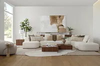 Catalina White Fabric Large Left Chaise Sectional