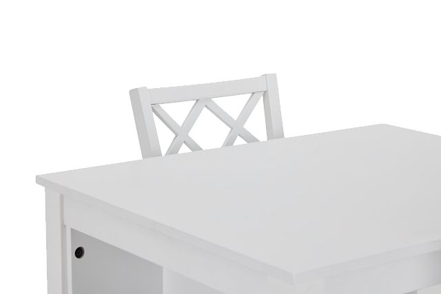 Edgartown Storage White High Table & 2 White Wood Barstools (5)
