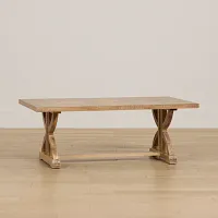 Joplin Light Tone Rectangular Trestle Coffee Table