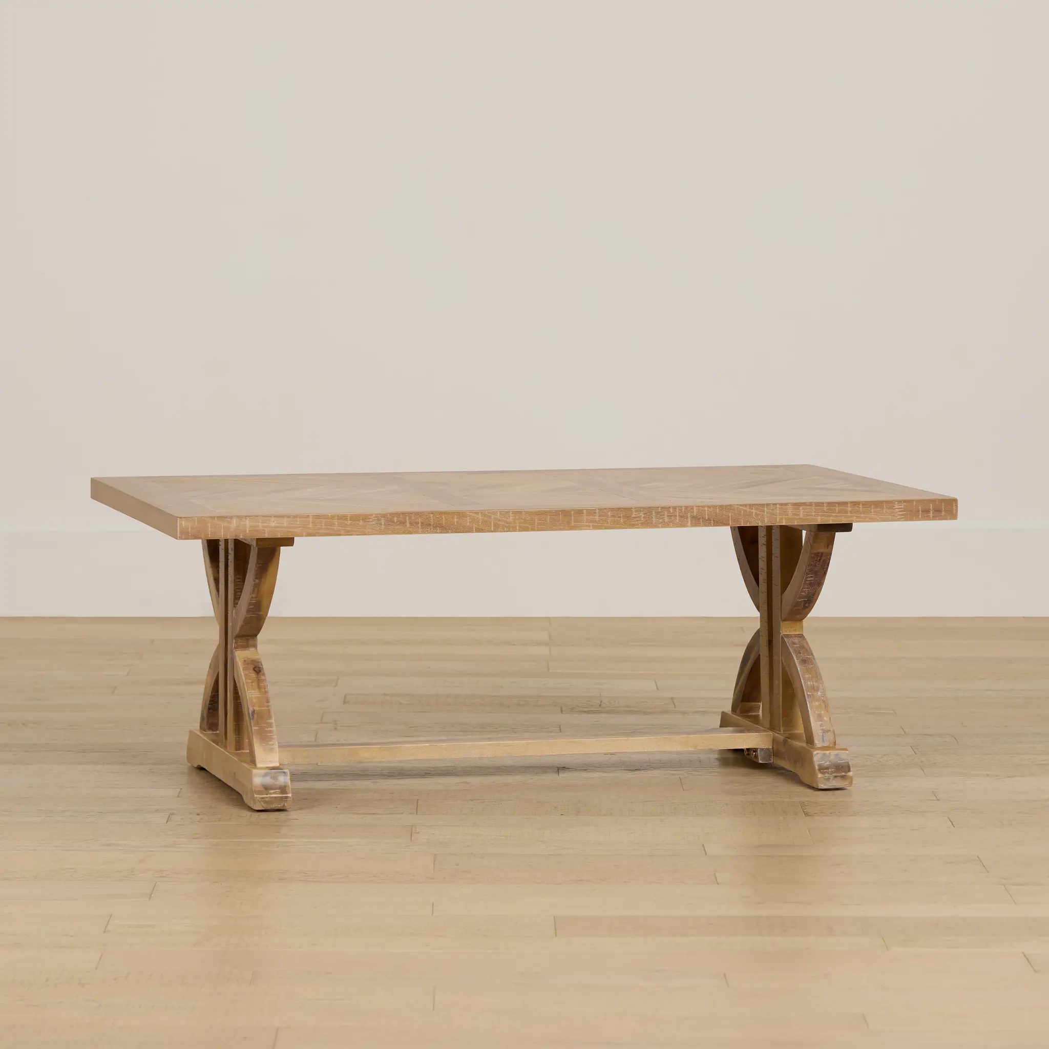 Joplin Light Tone Rectangular Trestle Coffee Table Joplin Light Tone Rectangular Trestle Coffee Table